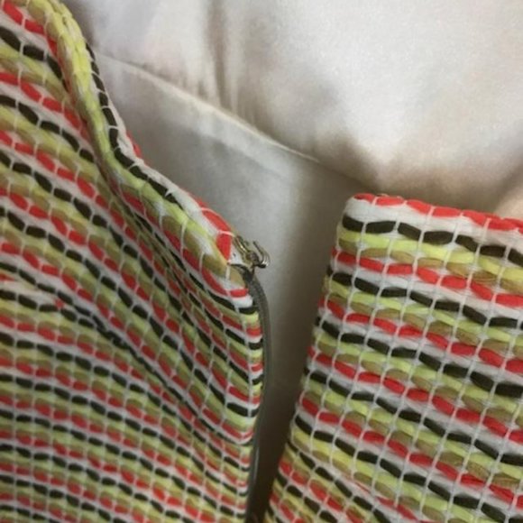 Milly of NY - Tweed Mock Neck Sleeveless Bright Citrus Colorful Mini/Midi Dress - Picture 9 of 15